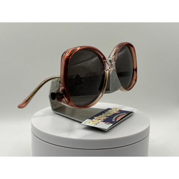 Vintage Oversize Sunglasses NOS Drop Temple Grey Lens Brown Fade Frame Diplomat - Picture 3 of 10